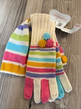 Little Miss Matched Kids Multicolor Stripe Knit Gloves and Hat Set